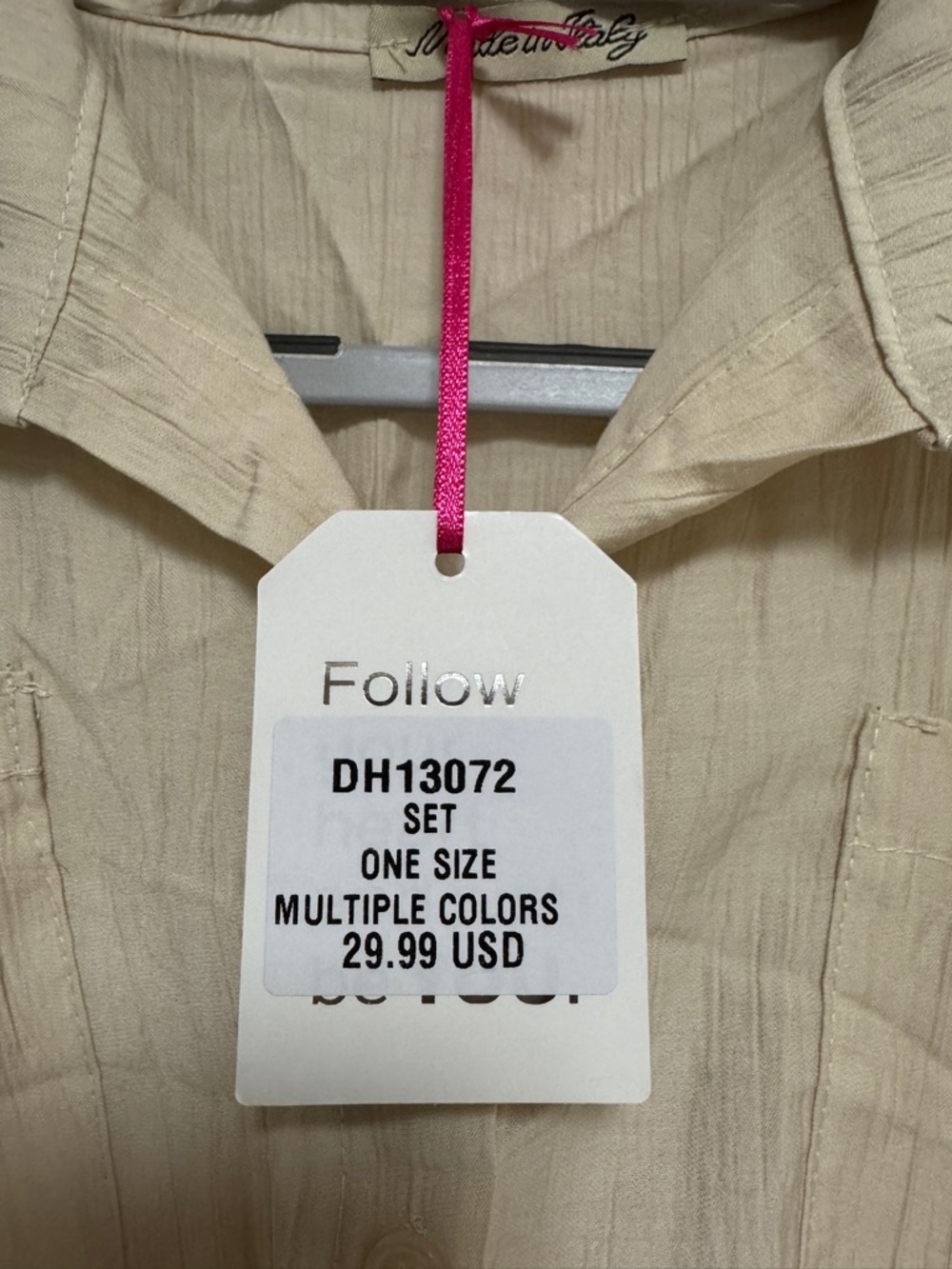 Unlisted Cream Asymmetrical Button-Up Dress with Waist Tie - Picture 11 of 13